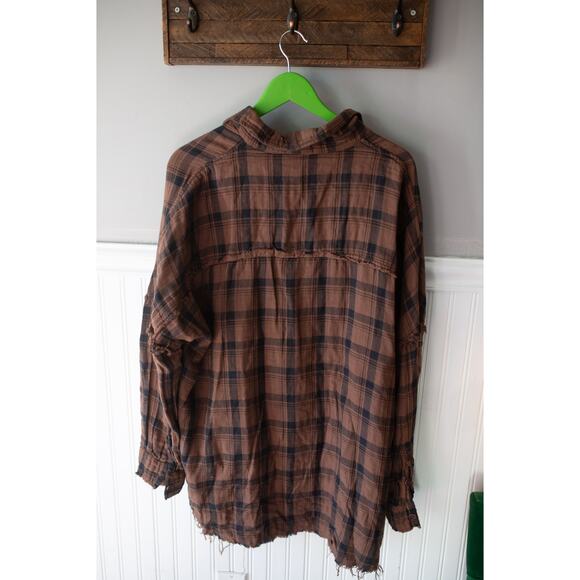 Free People CP Shades Ragged Marella Plaid Shirt Top Small - Picture 5 of 5